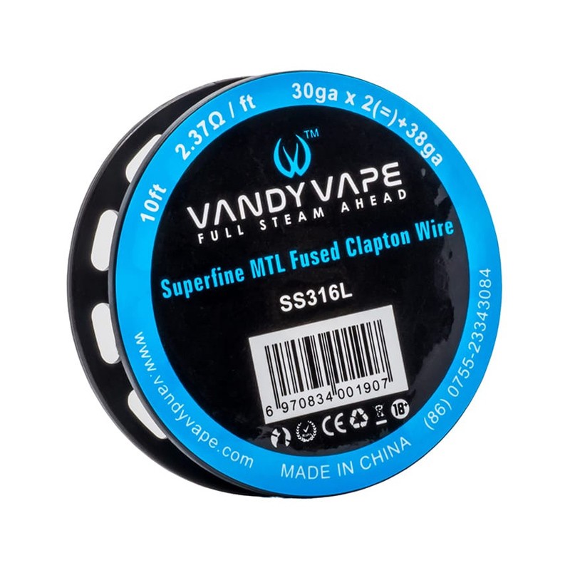 Vandy Vape SS316L Superfine MTL Fused Clapton Wire 30ga*2+38ga - 3m